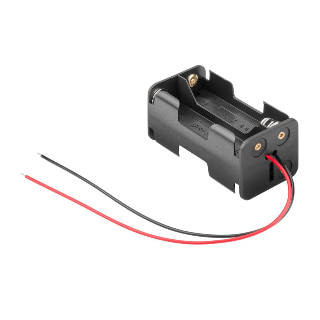 4-fach Batteriehalter für AA (Mignon) Batterien mit Verzinntes Kabel (11472) - Schwarz