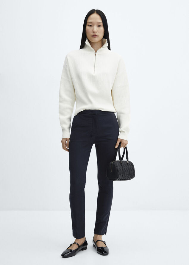 MANGO Crop skinny trousers Navy
