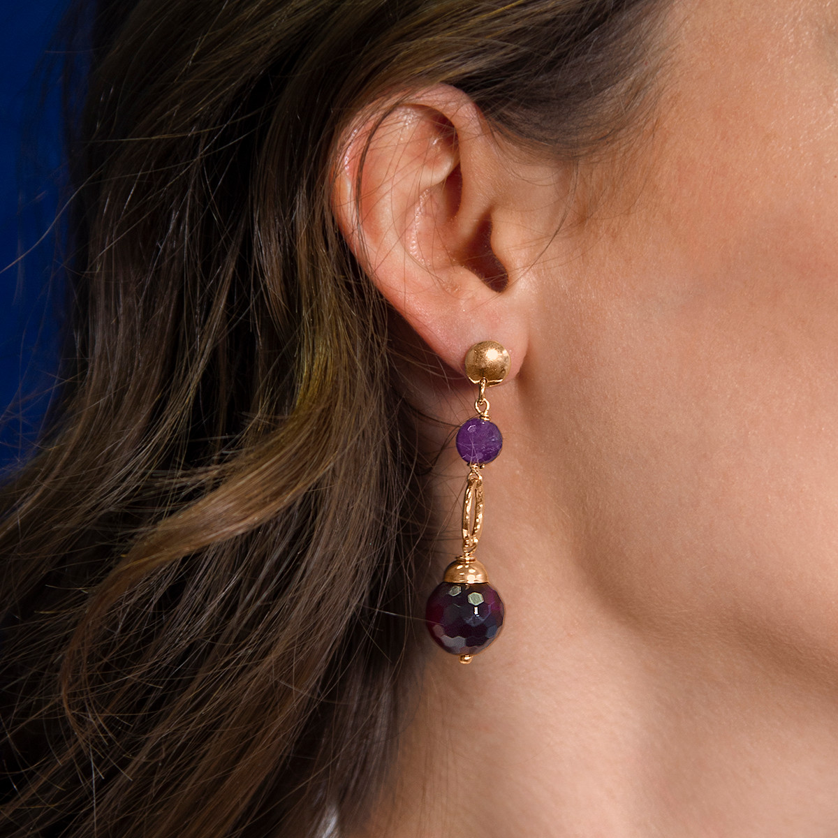 Boucles d'oreilles pendants argent 925 rose pierres ornementales