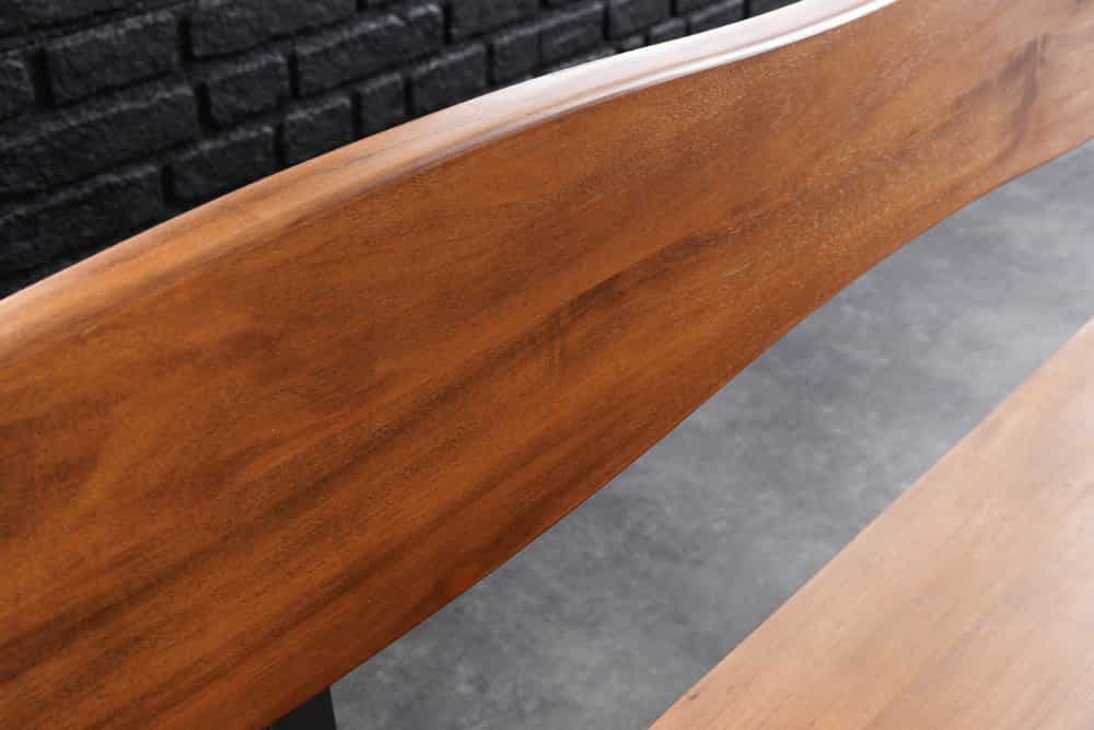 Massive Sitzbank GENESIS 200cm braun Akazienholz mit Rückenlehne Baumkante
