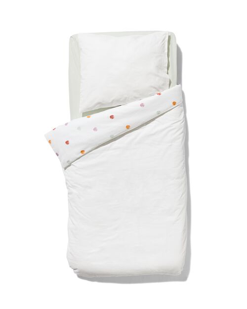 housse de couette petit lit - 120x150 - coton doux pois blanc