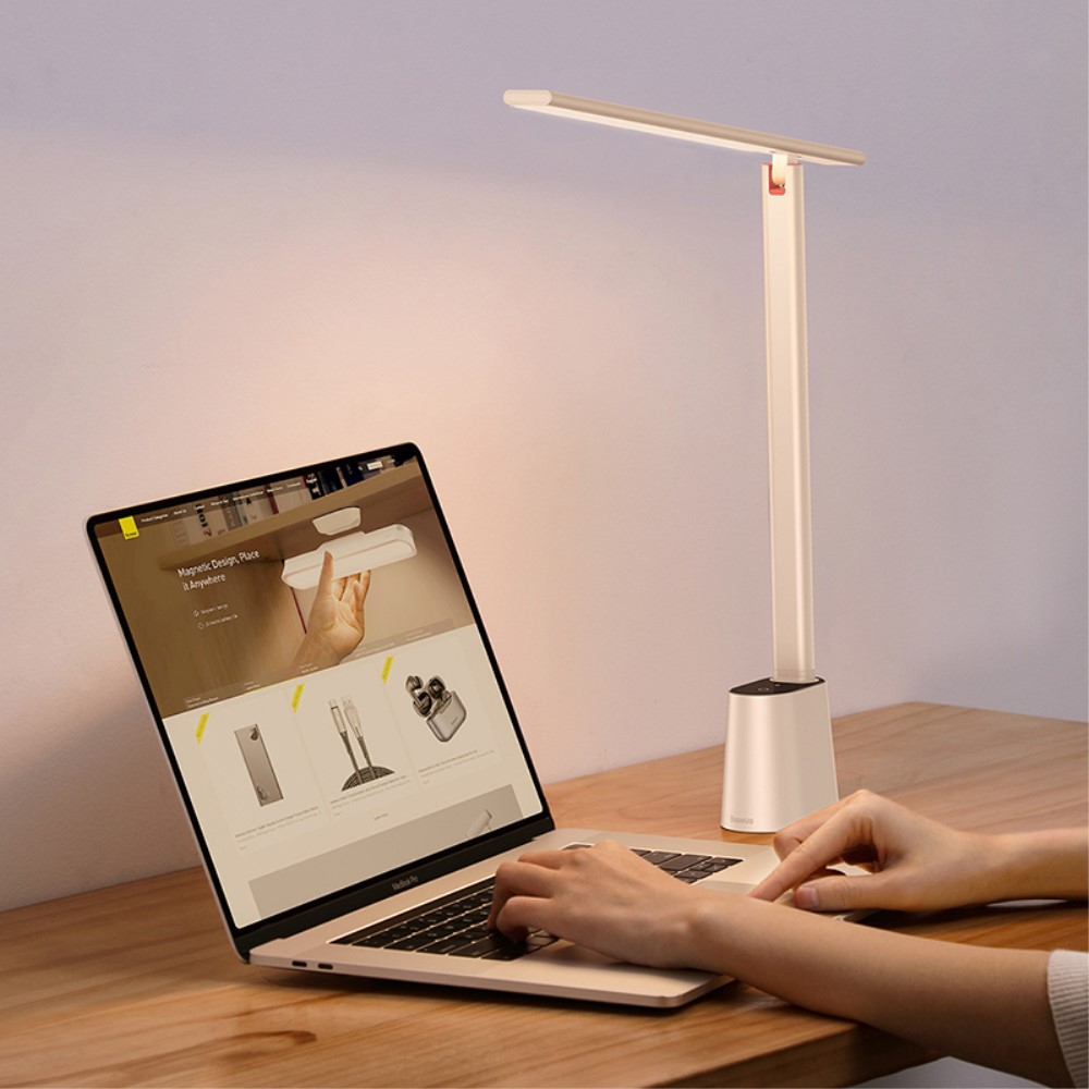 (5V/5W) Klappbare LED Schreibtisch Lese Lampe mit Touch Control   3 Farb Modi (Akku 2200mAh) - Weiss