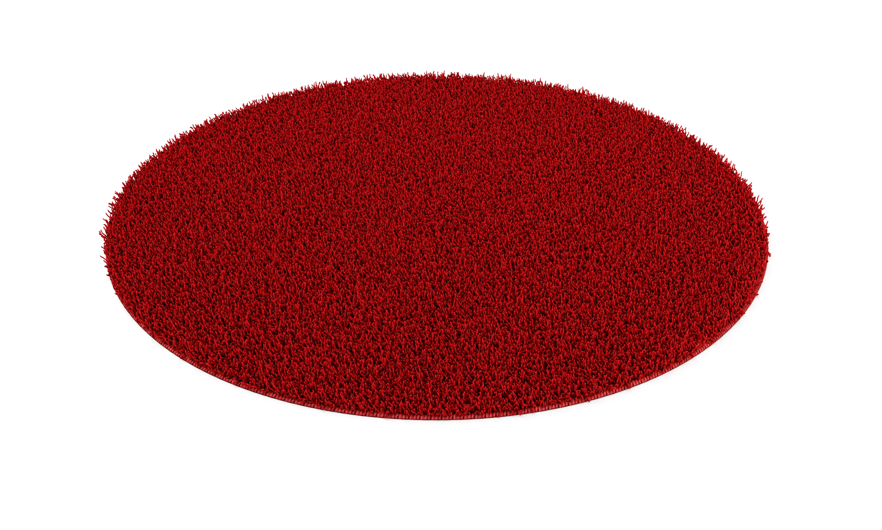 Hochflor Teppich rund 120 cm rot