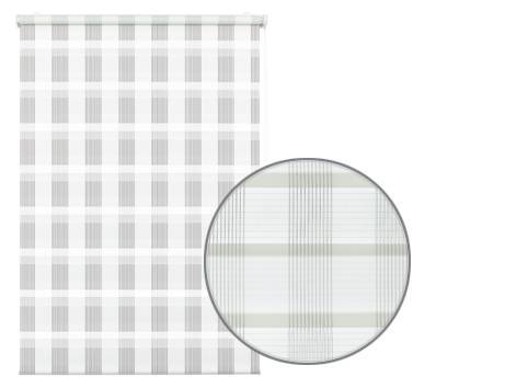 Mini Doppelrollo - weiß - kariert - 45x150 cm