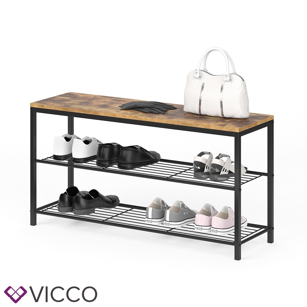 VICCO Schuhbank FYRK Schuhregal 100cm Schuhschrank Sitzfläche Sitzbank 2 Ablagen