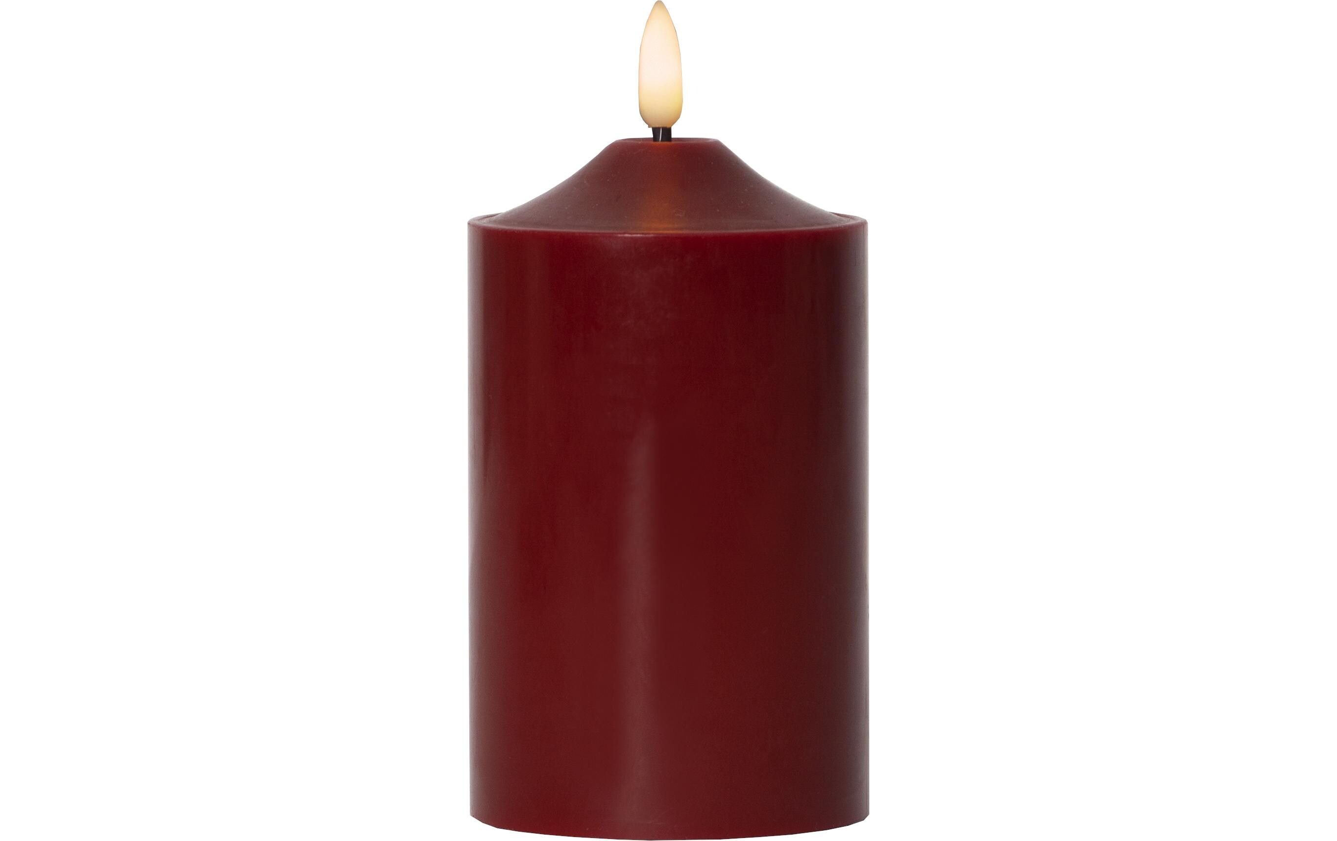 LED-Kerze Pillar Flamme Ø 7.5 x 15 cm, RotLED Kerze aus Wachs