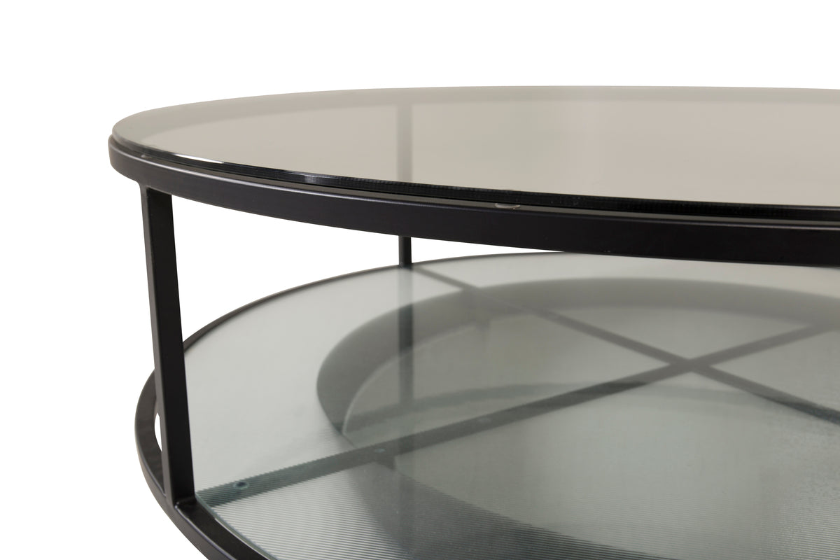 Hobro Salontafel - Ø100 cm - Zwart met Glas