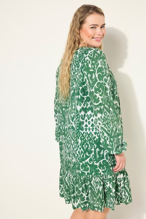 Kleid, kurz, grafischer Print, Ballon-Ärmel