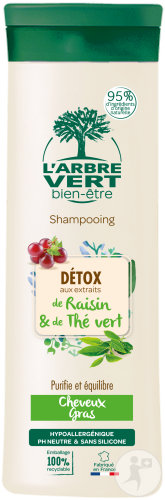 L'Arbre Vert Bien-Être Shampoing Détox Au Raisin Et Thé Vert Cheveux Gras Flacon 250ml
