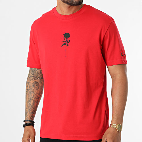 Tee Shirt Oversize Large Roses Rouge Noir