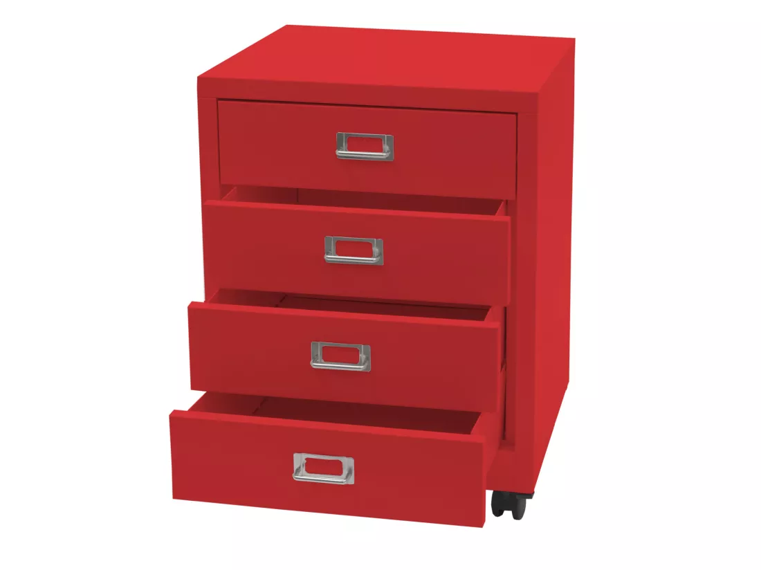Caisson à roulettes MCW-L49, rouge