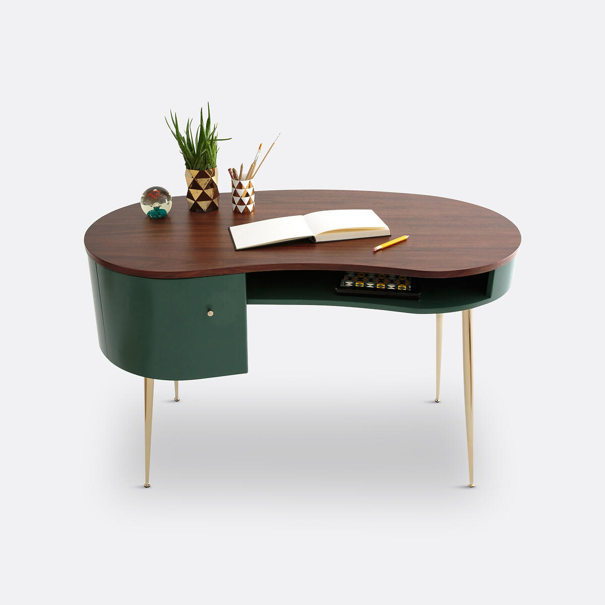 LA REDOUTE INTERIEURS<br>mesa vintage folheada a nogueira, Topim