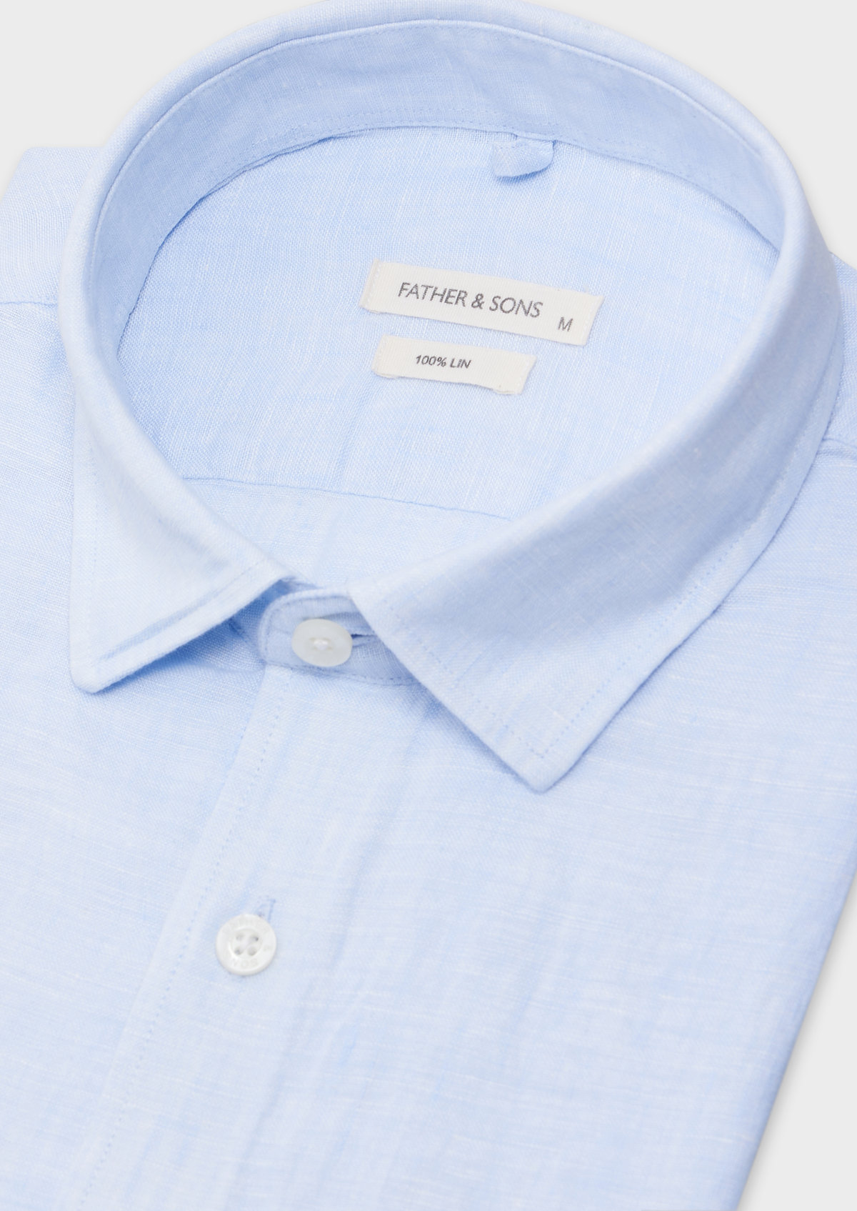 Chemise manches courtes Slim en popeline de lin uni bleu ciel