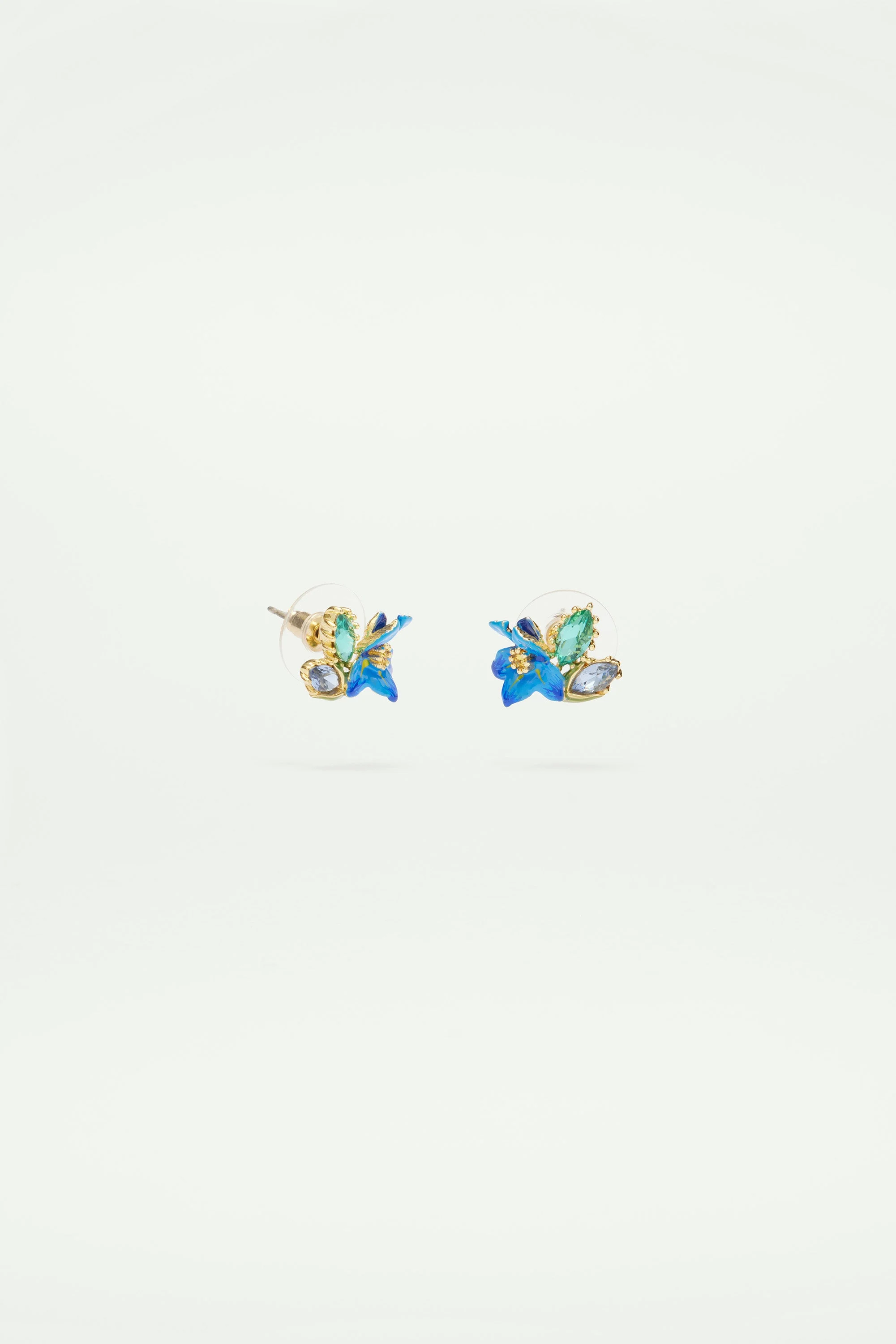 Boucles d'oreilles iris de sibérie et verre facetté | Bleu