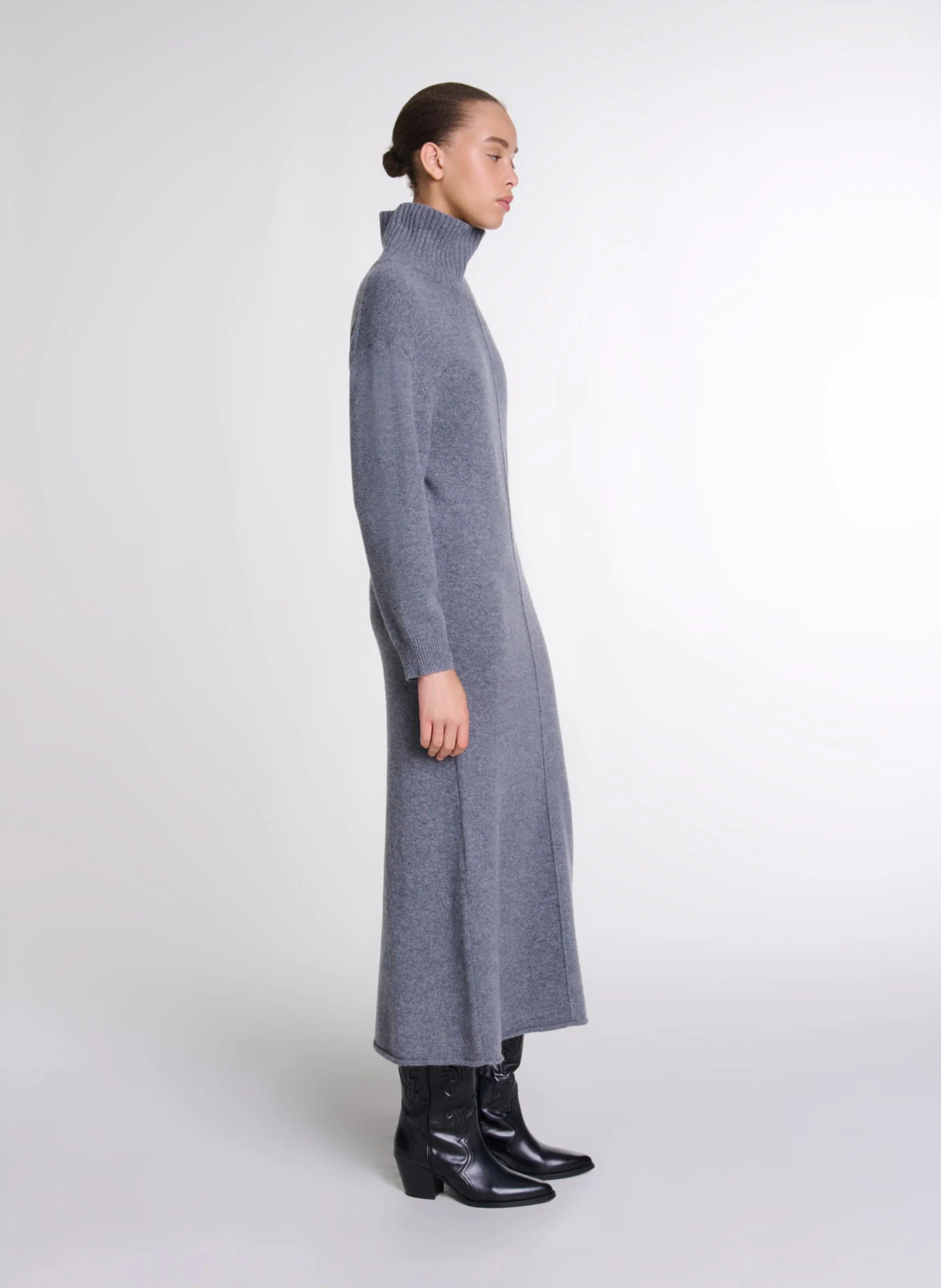 Robe pull cintrée en cachemire mélangé | Gris