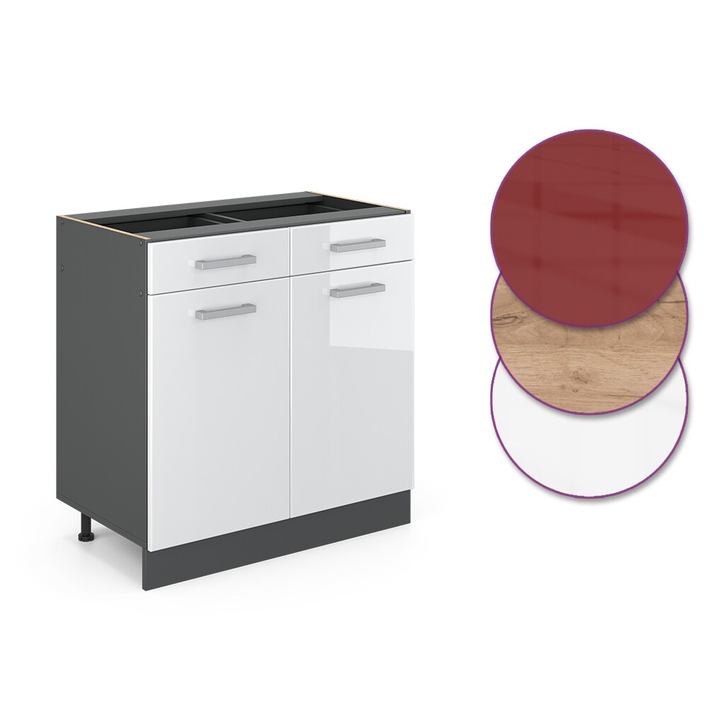 VICCO Küchenschrank Unterschrank Schubunterschrank 80 cm R-Line Anthrazit