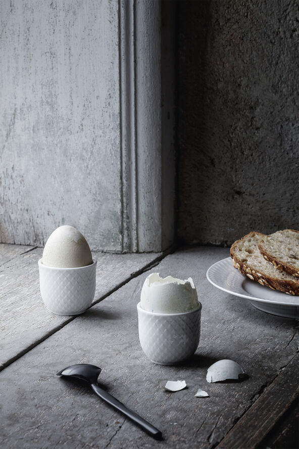 Lyngby Porcelæn Rhombe Æggebæger H4,5 hvid porcelæn 2 stk. Hvid