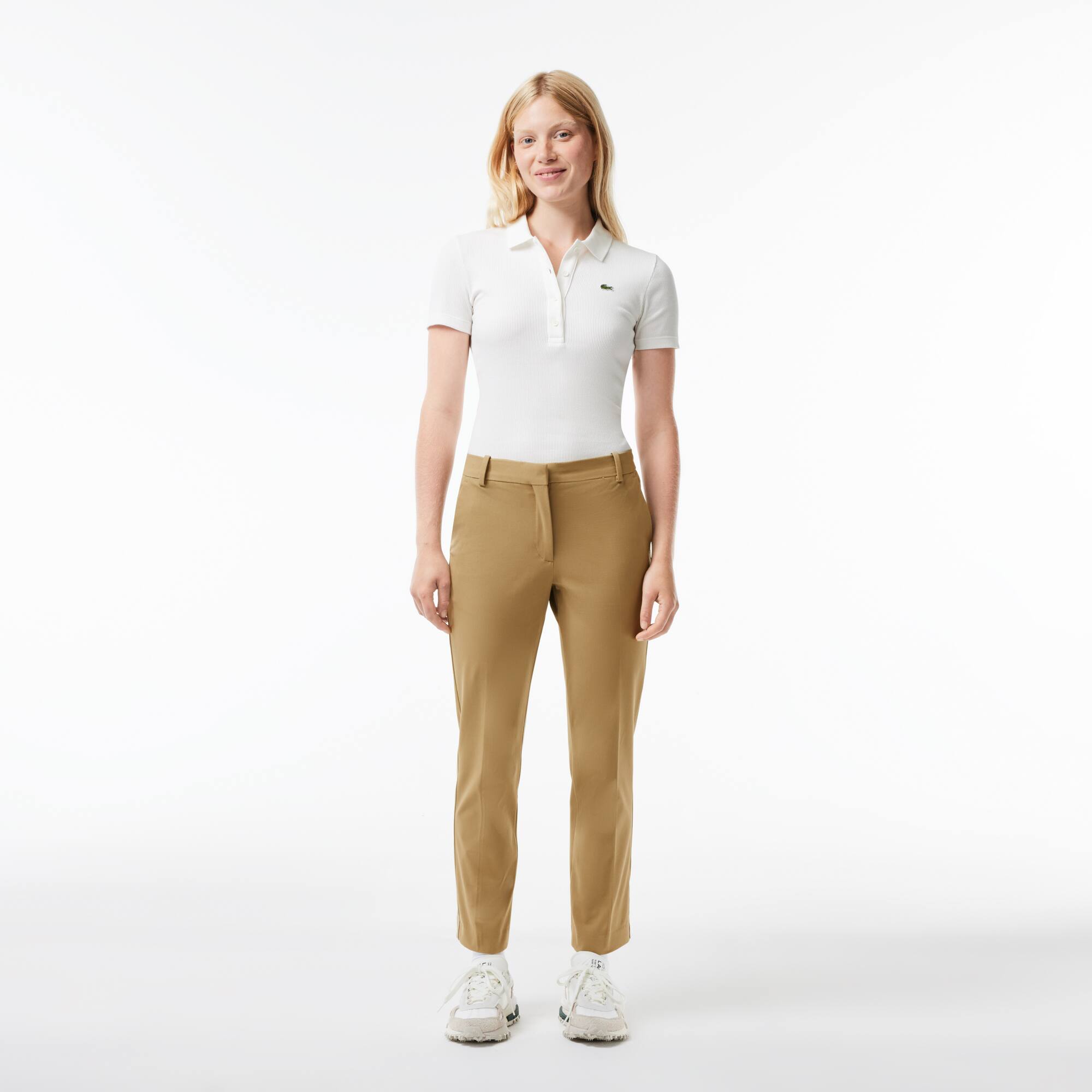 Pantalon chino slim fit en coton stretch Pantalons & Shorts - Beige - Lacoste - Femme