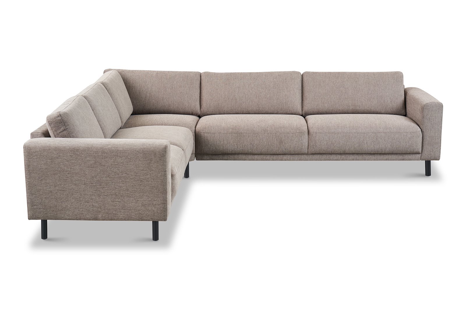 Portland hjørnesofa 23 Tekstil Brego 34 Stone med sorte ben