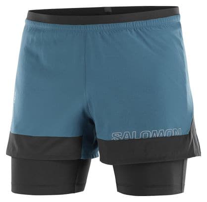 Short 2-en-1 Salomon Cross Bleu Noir Homme
