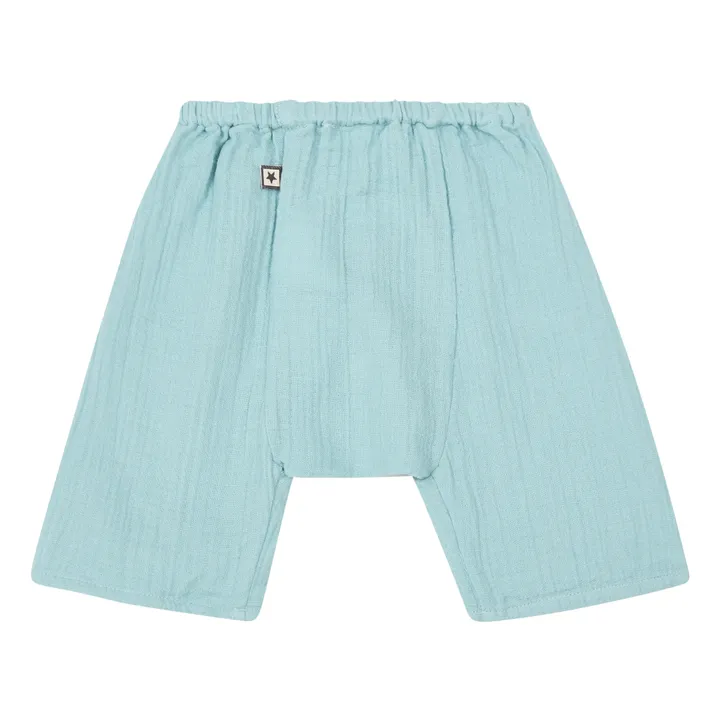 Bonton Sarouel Gaze de Coton Bio Laos | Bleu gris