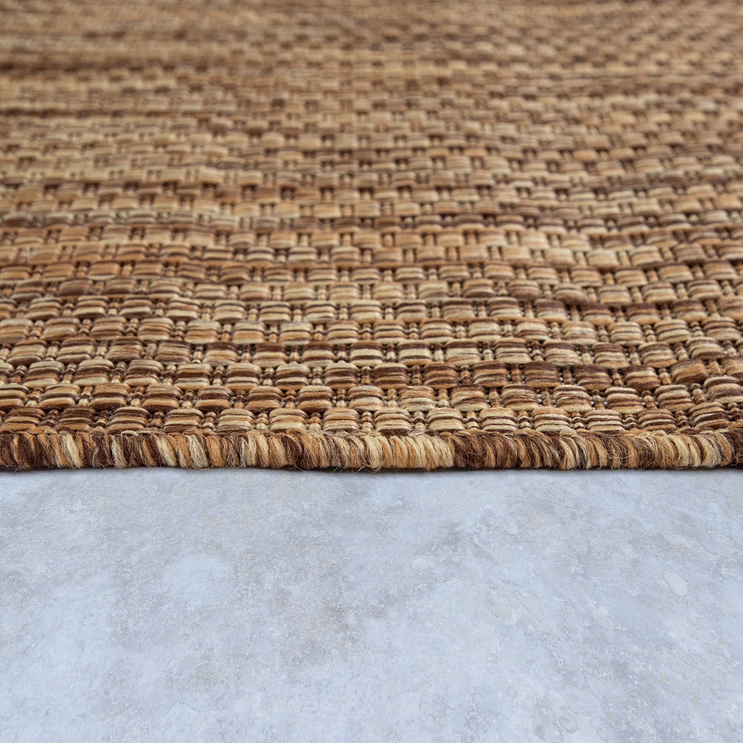 Bruno Banani Teppich »Venezia« rund 4 mm Höhe Flachgewebe, Sisal-Optik, meliert, UV-beständig, Outdoor geeignet