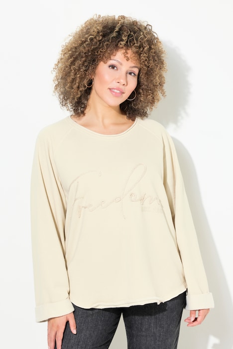 Sweatshirt, Stickerei, Rundhals, Langarm, Rollkanten