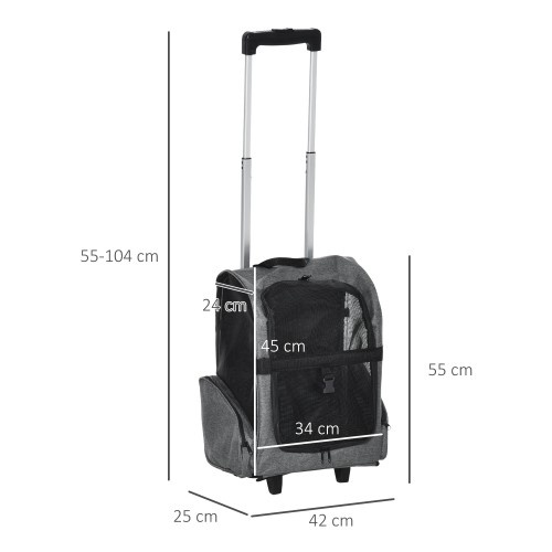 Mochila de viagem com rodas para animais de estimação