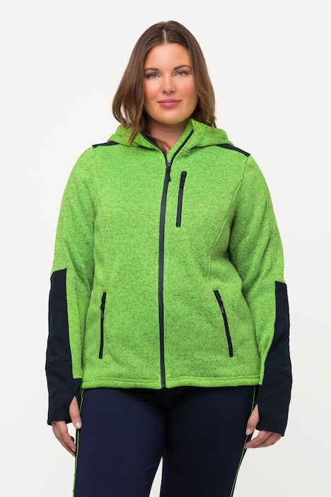 Fleecejacke, Reflektordruck, Kapuze, Daumenloch