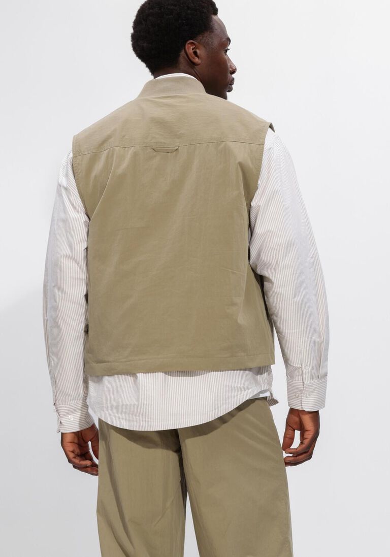 beige olaf hussein bodywarmer zip up workwear gilet