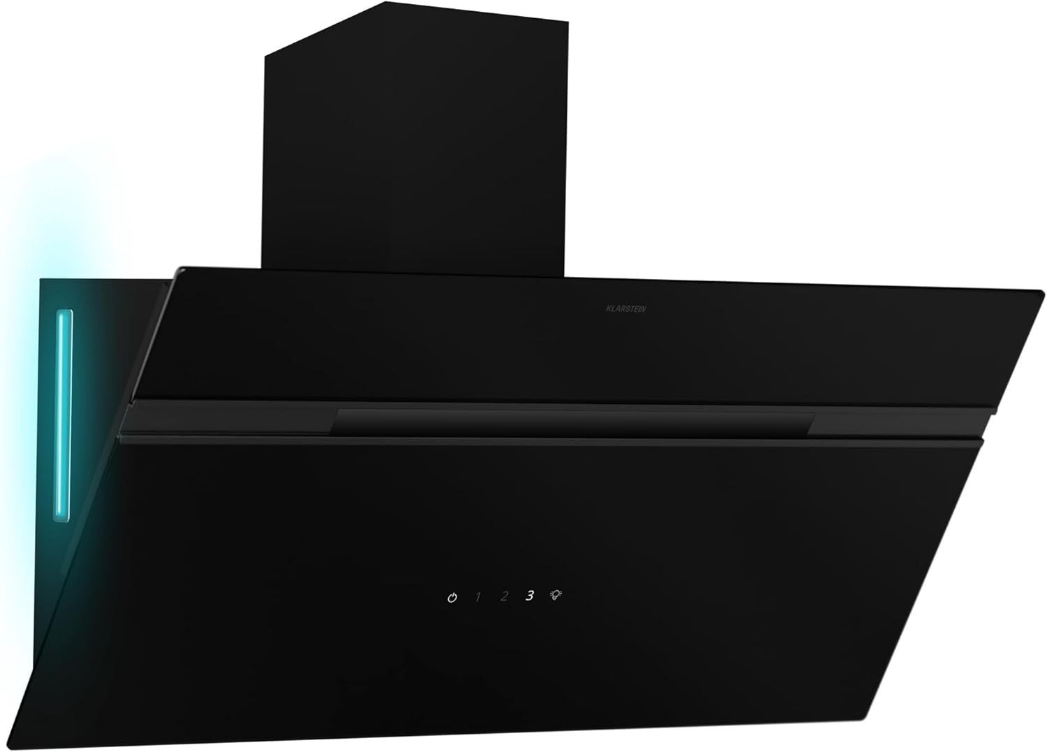 Klarstein Dunstabzugshaube Alina - 90-cm-Wandhaube, 615 m³/h Luftstrom, Energieeffizienzklasse A, LED-Beleuchtung in 9 Farben, Touch-Bedienfeld, Umluftbetrieb, Schwarz