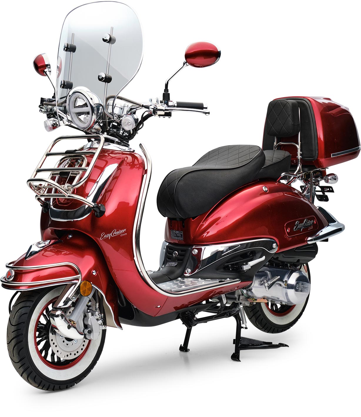 Motorroller Retro EasyCruiser Dunkelrot 50ccm 25 kmh Mofa Scooter