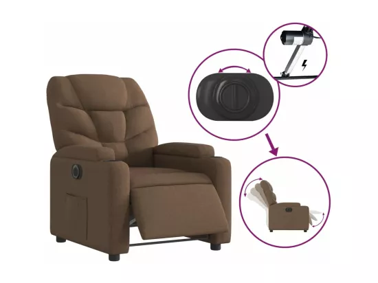 Fauteuil inclinable électrique Marron Tissu