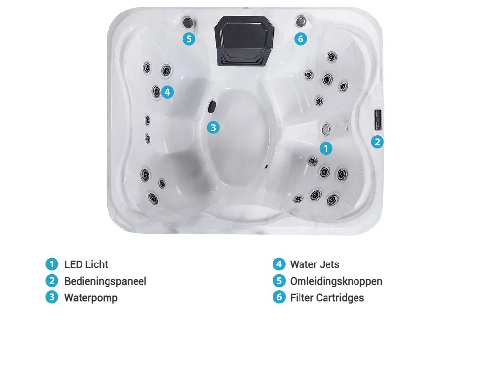 Buiten hottub met LED ARCELIA Wit
