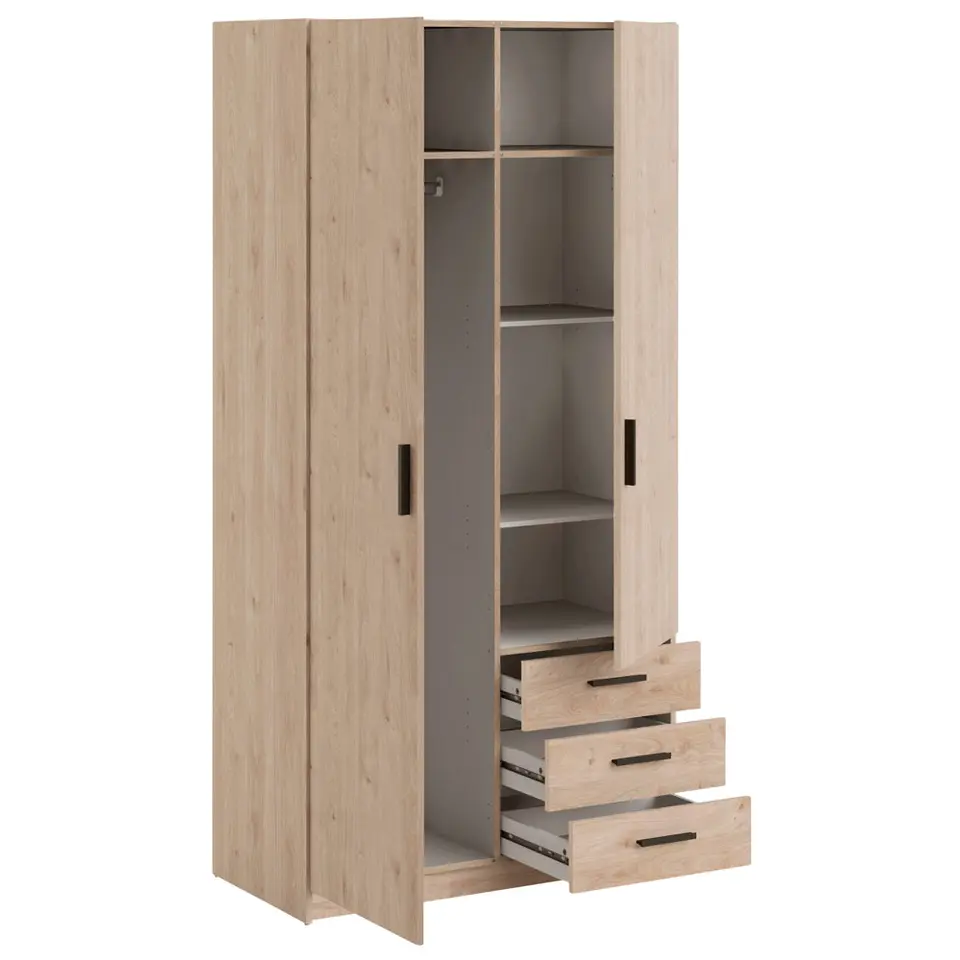 Kledingkast Sprint 2-deurs - eikenkleur - 200x98,5x50 cm