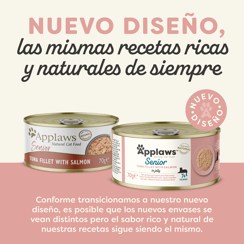 70 g Applaws Senior Atún y Salmón lata en gelatina para gatos