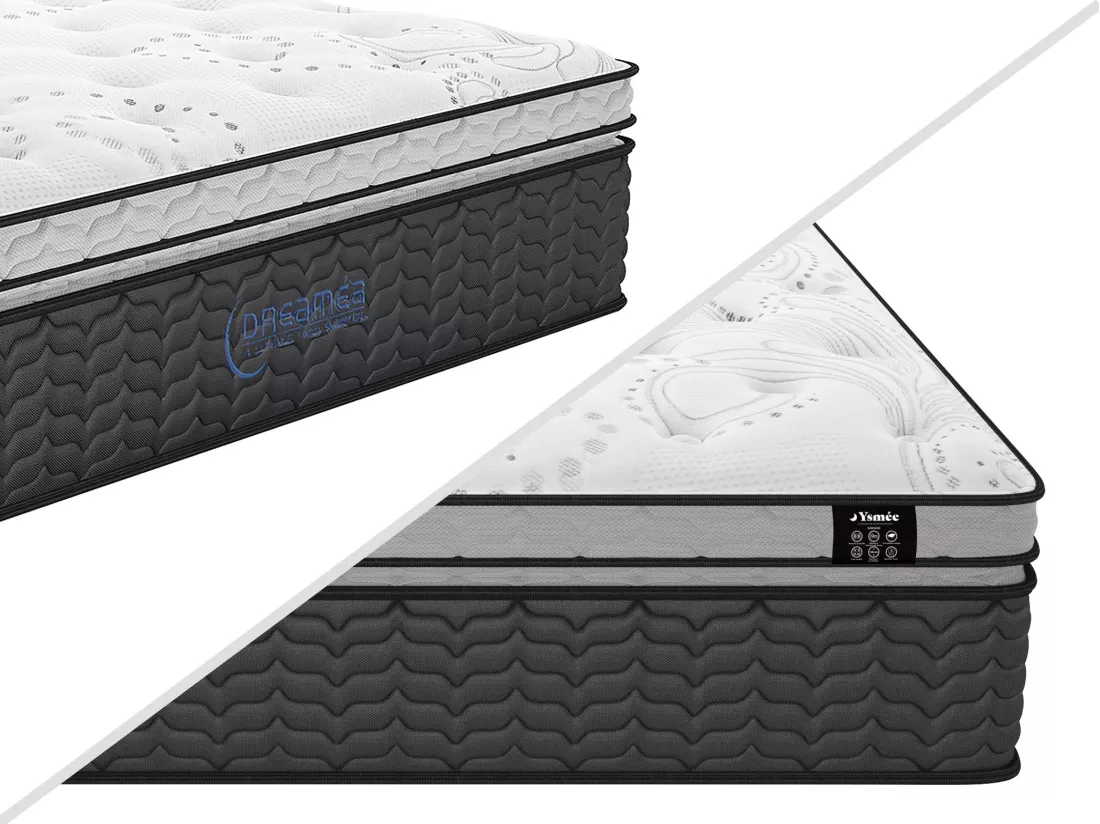 Ensemble 160 x 200 cm sommier coffre blanc + matelas hybride ressorts ensachés et surmatelas intégré ép.30cm - GAMIANI de YSMÉE