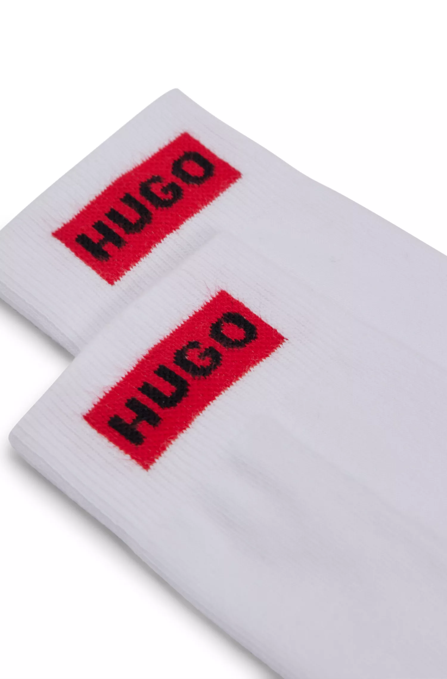 HUGO Vermelho - Pacote com dois pares de meias de comprimento normal com detalhe do logotipo