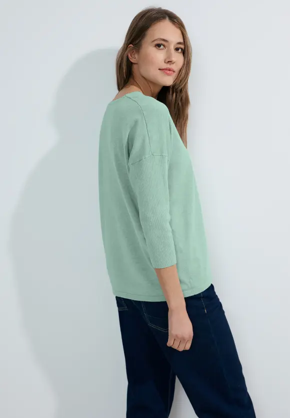 3/4 Feinstrick Pullover - salvia green melange