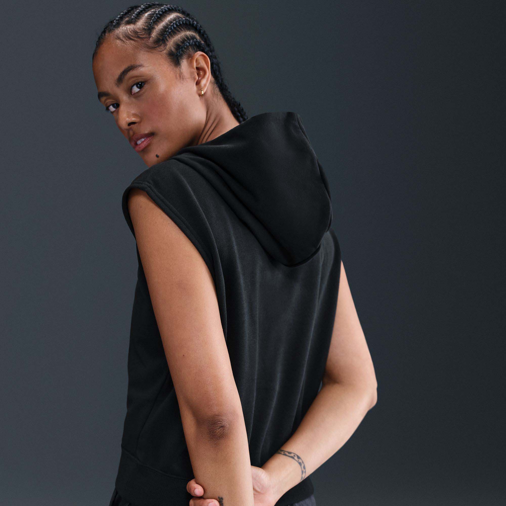 Sportswear Chill Terry SS Cropped Hoody Dame 010/Black/Sail