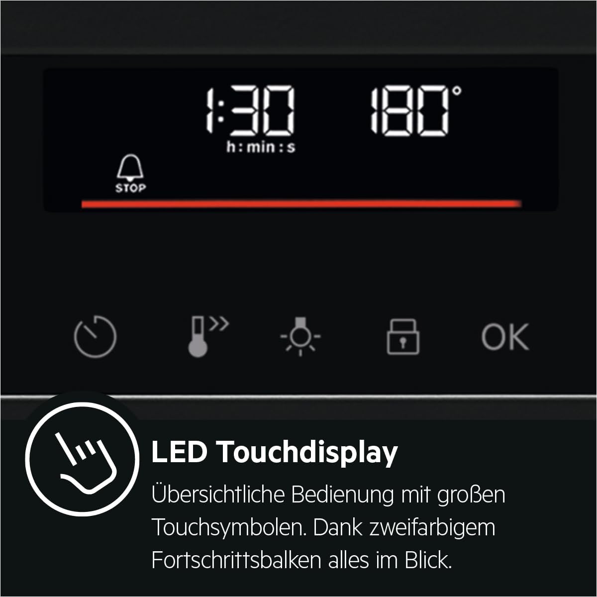 AEG Standherd mit Induktions-Kochfeld 60 cm/Hob²Hood/Pyrolyse – Selbstreinigung/SoftClosing/Touch-Bedienung/Grillfunktion/Display mit Uhr/Kindersicherung/A / CIB6499APB
