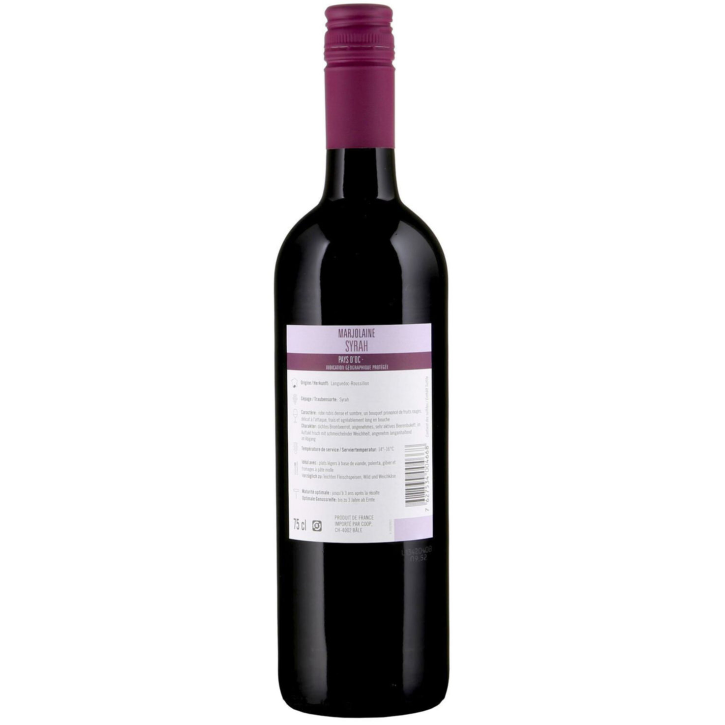 Prix Garantie Pays d'Oc IGP Syrah Marjolaine -75cl