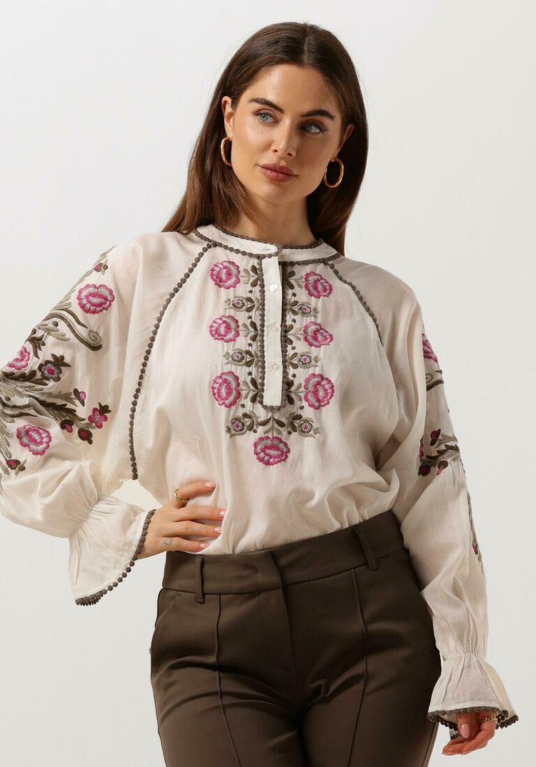 SUMMUM gebroken wit summum blouse top flower embroidery