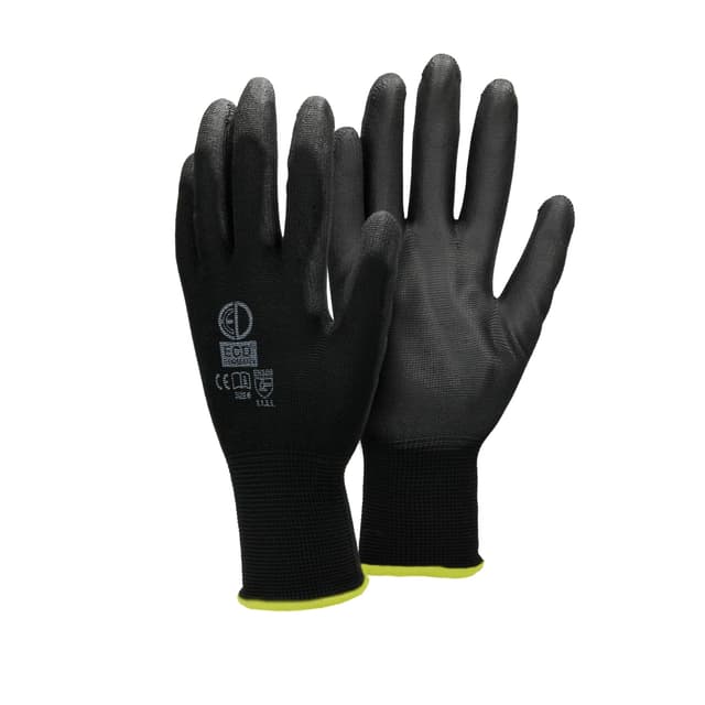 ECD 36 Germany pair PU-arbejde handsker, størrelse 8-M, Farve Sort, mekaniker