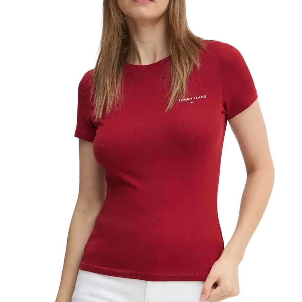 Tommy Hilfiger T-shirt Rouge Femme Tommy Hilfiger Slim Linear