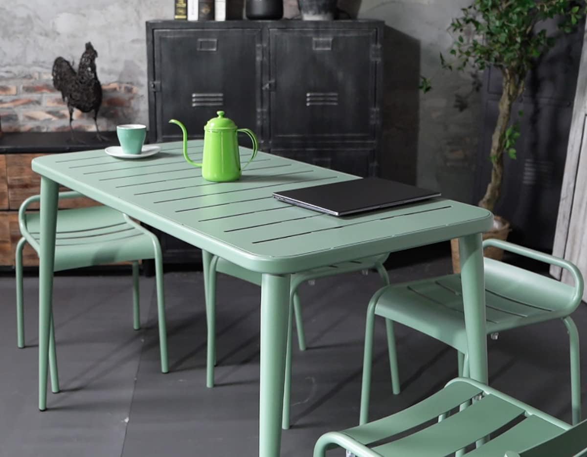 Moderner Gartentisch, 120x60x76 cm, Metall-Esstisch für 4-6 Personen, Indoor & Outdoor, Balkon, Terrasse
