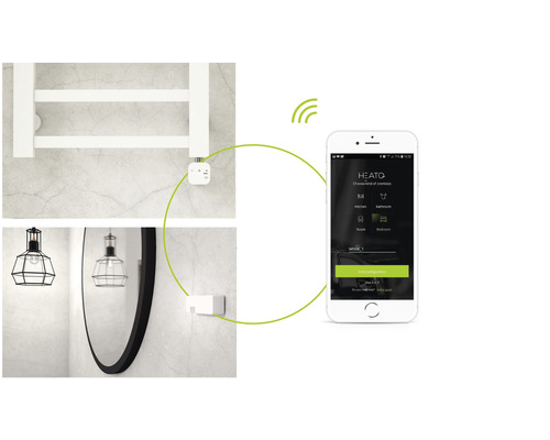 Verwarmingselement NEX APP 1000 W met thermostaat, mat wit, met Schuko-stekker