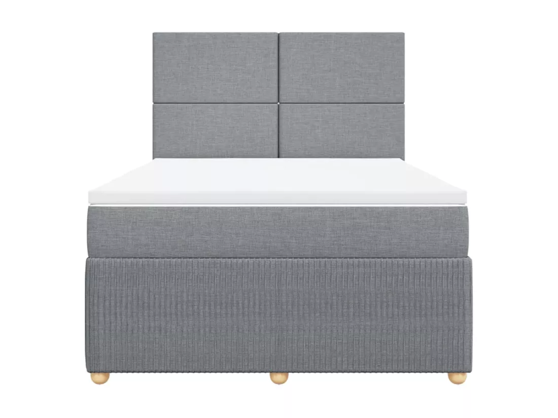 Sommier à lattes de lit avec matelas Gris clair 140x190cm Tissu