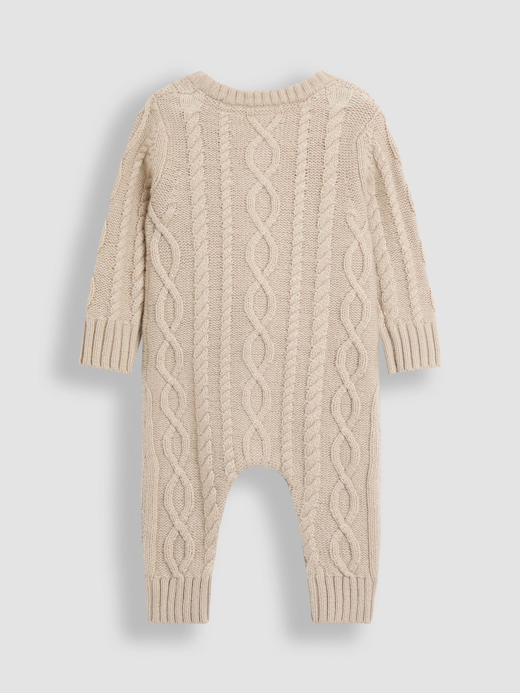 JoJo Maman Bébé Cable Knit All-In-One With Hat