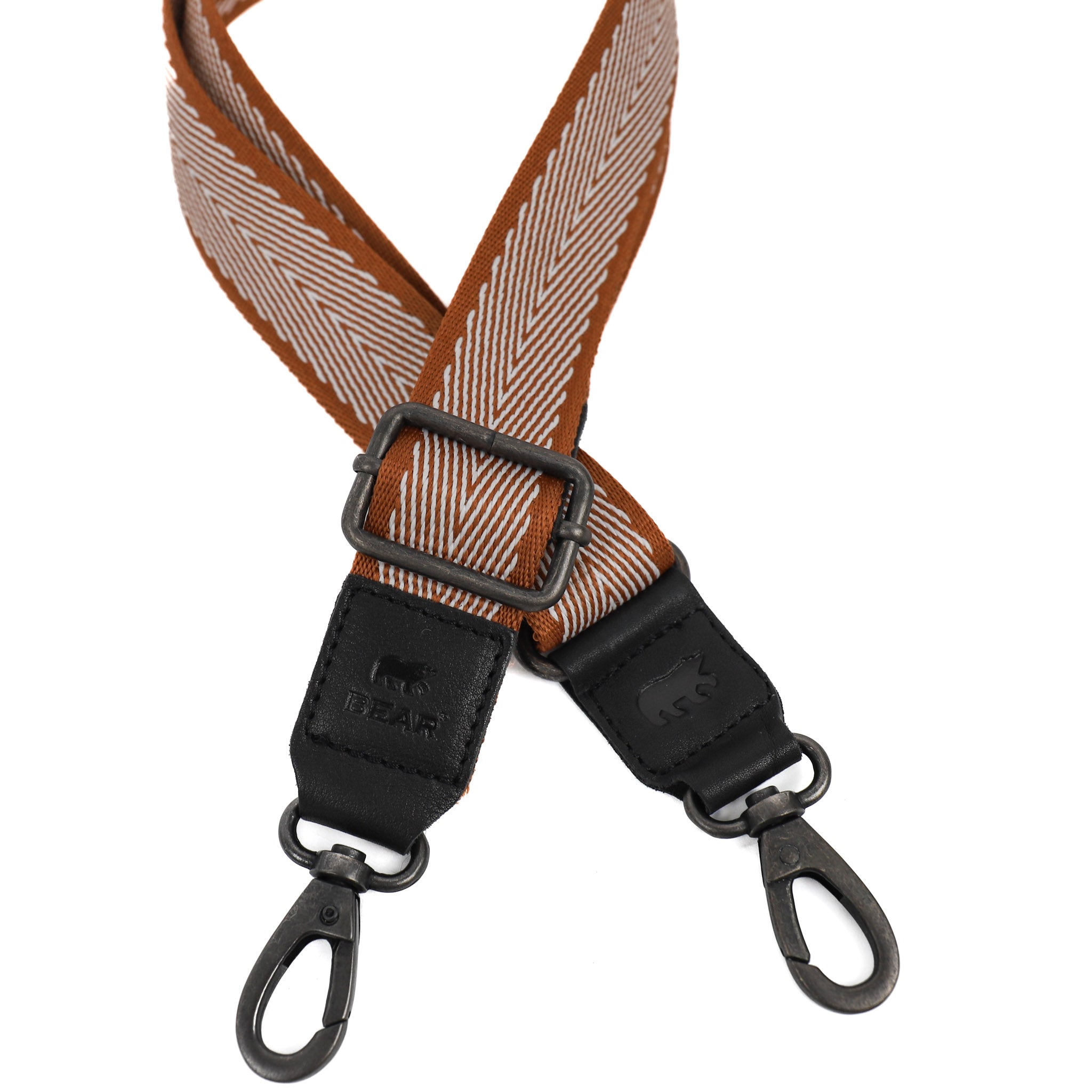 Bag strap 'Arrow' cognac/wit Cognac